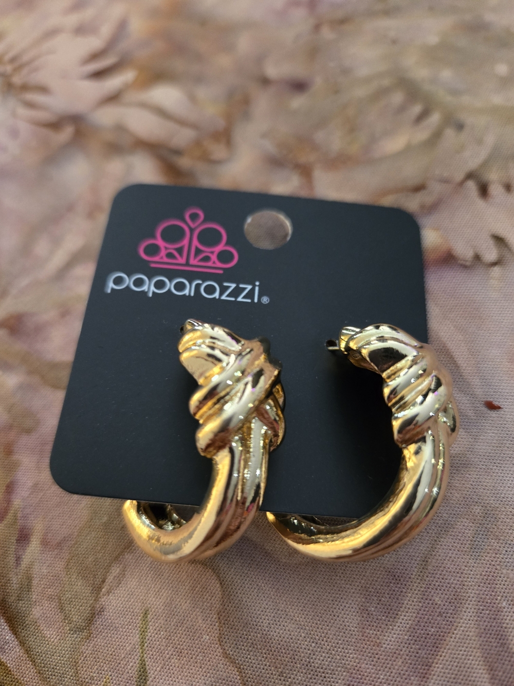 Paparazzi Shimmering Gold Twisted Hoop Earrings